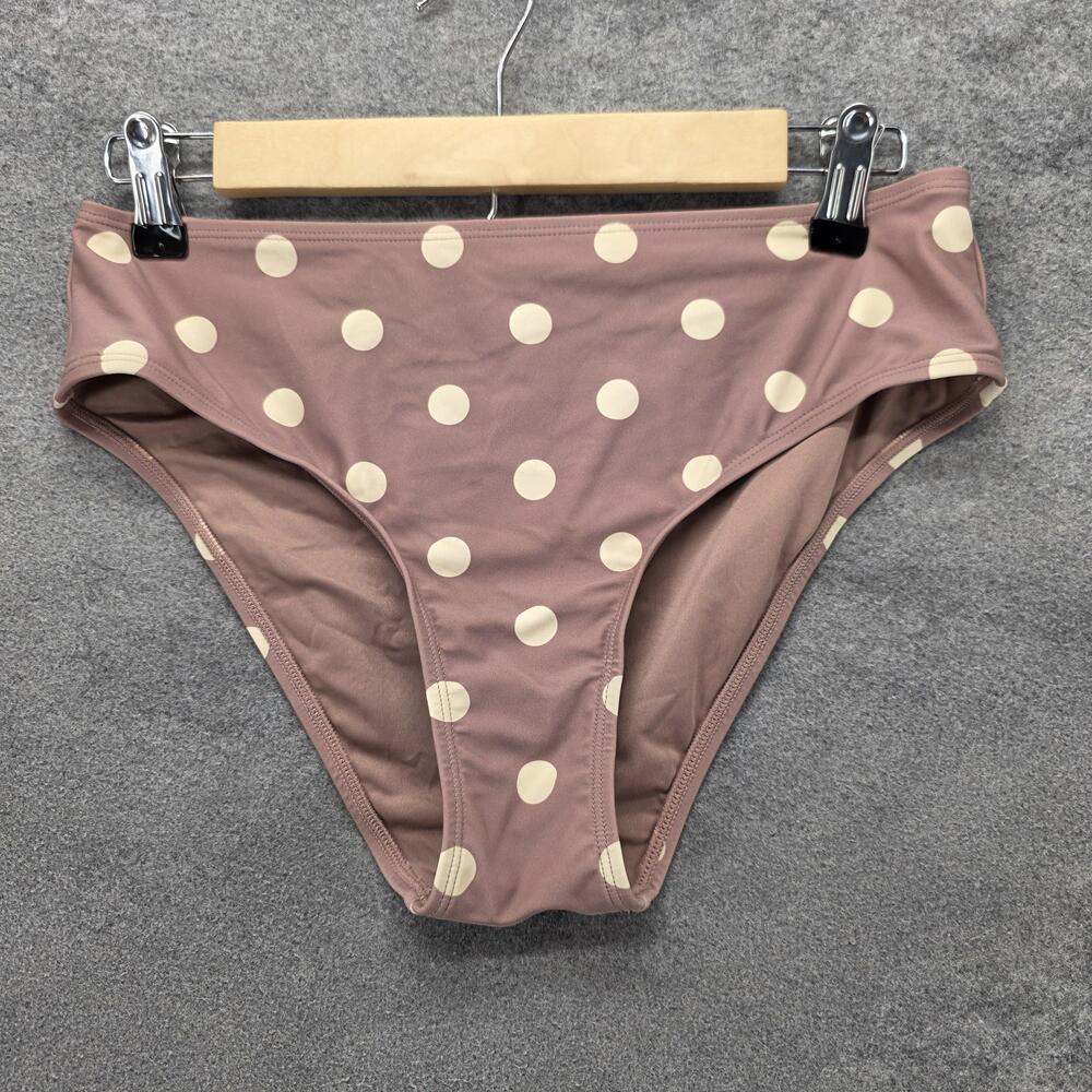 Cupshe Bikini Bottom Womens M Pink Polka Dot High-Waisted Lined Stretch